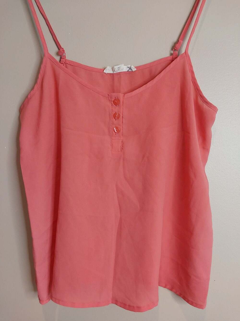 Forever 21 Coral Pink Button Front Cami Tank Top Size S